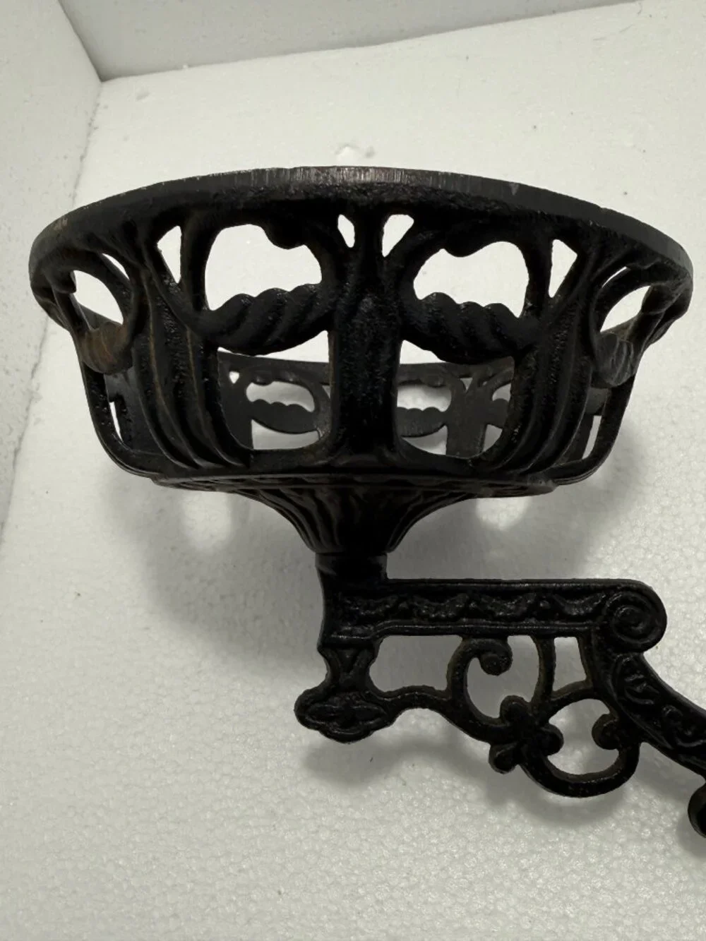 Early 20th Century Victorian Cast Iron Oil Lamp Holder With Mounting Bracket